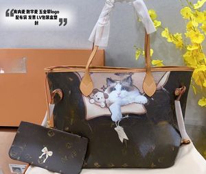 L designer väska stora handväskor med plånbok handväska mode läder brun gitter axelpåsar hög lyx klassisk blomma kontrollerad axelväska