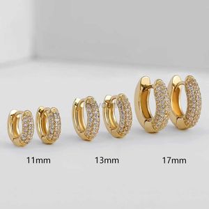 Hoop Huggie Nuovi orecchini Huggie placcati in oro con orecchini sottili in zircone CZ da donna orecchini rotondi più piccoli traforati gioielli 240326