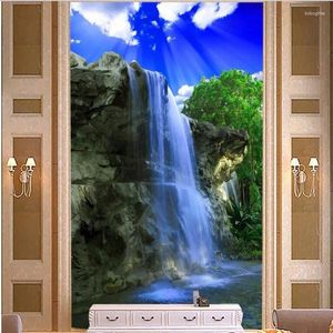 Sfondi Wellyu personalizzato Large - Scala Murales Montagne che fluiscono Water Health Waterfalls Waterfalls Paesaggio in stile cinese ingresso in stile cinese