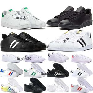 9S Fashion Stan Smith Superstars Casual Shoes Män kvinnor Triple Black White Oreo Laser Golden Platform Sports Sneakers Flat Trainers