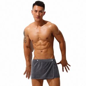 men's Sexy Sleepwear Pajamas Short Bath Towel Pants Side Ong Bathrobe Jumpsuit Soft And Thick Bathrobe d0vx#