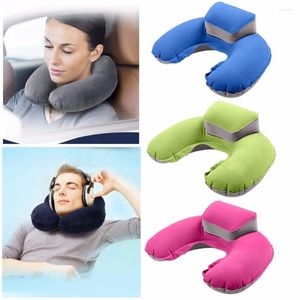 Cuscino in PVC a forma di U Cuscino per il collo Cuscino da viaggio gonfiabile per aria Supporto per la testa Sonno per auto da ufficio