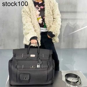 Top Large Hac Handbag50 Totes Designer 50cm Litchi Pattern Extra Bag Unisex Trip Luggage Capacity Handheld Tide Bk Genuine Leather FUIM