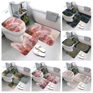 Mats Bathroom Carpet For Toilet 3 pcs/set Non Slip PVC Bath Mat Anti Slip Tape Bathroom Set Rug With Cover Modern Carpet Floor Mats