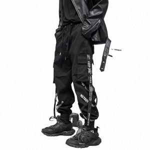 arens Black Cargo Pants Men Joggers Cargo Trousers for Men Jogging Japanese Streetwear Hip Hop Hippie Techwear Gothic Ribb A68 U49S#