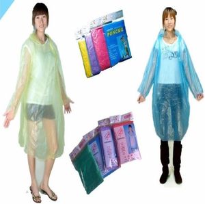 Capas de chuva descartáveis PE Poncho Rainwear Fashion Travel Rain Coat Rain Wear presentes cores misturadas 200PC 8648579