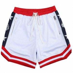 мужские дышащие баскетбольные шорты с белой сеткой с принтом Fitn Sports Leisure Workout Sport Pants Outdoor Running Training Shorts x8Dl #