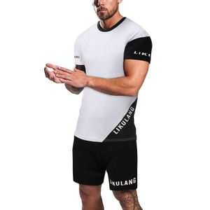 Verão legal de secagem rápida dos homens de manga curta camisetas shorts terno praia treino 2 peça conjunto conjuntos de roupas casuais pano respirável