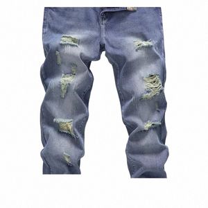 proste n-stretch n-stretch casual Fi Dżinsowe spodnie dżinsy Walk w kolorze blokowym K7GA#
