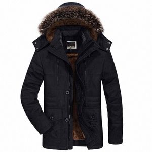 Winter Jacket Men's Plus Size Cott Padded Warm Parka Coat Casual Faux Päl Hooded Fleece LG Male Jacket Windbreaker Parkas 21mc#