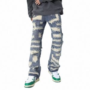 2023 Ropa Grunge Y2K Streetwear Baggy Stacked Ripped Jeans Pants Men Clothing Straight Women Hip Hop Denim Trousers Moda Hombre V4Y1#