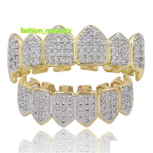 Grillz Dental Grills Hip Hop Iced Out CZ MouthTeeth Caps Top Bottom Grill Set Men Men vampire Drop Delivery Jewelry Body OT1XH