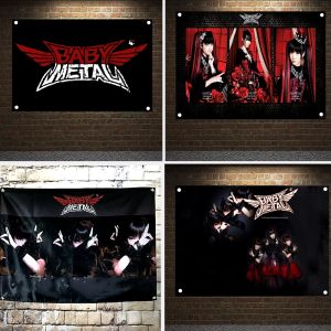 Accessories "BABYMETAL" 96X144 CM Large Banner Flags Retro Rock Band Logo Poster Tapestry Canvas Painting Wall Art Bar Cafes Home Decoration