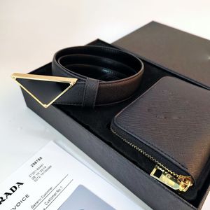 Designer belt luxury belt for men and women, belt with additional wallet, gift box, triangle buckle, fashion matching, gift for boyfriend, must-have gift for girlfriend 3cm