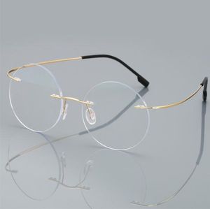 Antiblue Ray Rimless Reading Glasses Men Women Round Titanium Alloy Frame Prescription Presbyopia Eyeglasses 1502002502257723