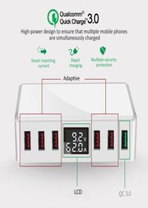 Multiports 6 USB Charger QC30 Quick Fast Travel Power Adapter Adapter Station Digital Display Carders argers7959834