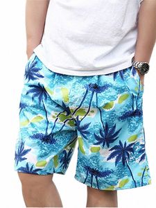 printed Quick Dry Elastic Waist Shorts Men Loose Casual Beach Men's clothing Breathable Comfortable Summer Gym Short Pants Male m5a1#