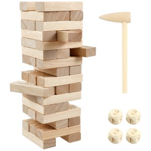 Miniatures Questions Tumbling Tower Game Set Wooden Tower Stacking Blocks Game Funny Tumbling Tower Game Stacking Brick Blocks Icebreaker