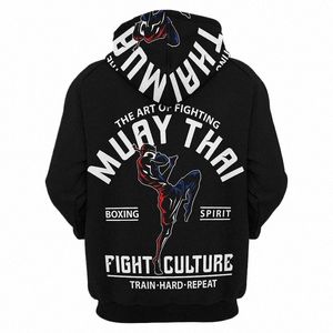 Nya pop 3D Muay Thai Boxer Printing Hoodies för män Kids FI Sports Pullovers Fitn Gym Boxning Sweatshirts Harajuku Hoodie Q258#