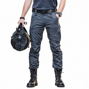 Nya flerfickliga taktiska byxor Vattentäta lastbyxor män Militär Swat Combat Army byxor Mense Wear-Resistent Work Joggers E9aw#