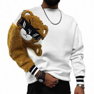 Felpa con cappuccio da uomo Super Loose Teddy Bear Top Fi Persality T-shirt con cappuccio abbinata ai colori Autunno / Inverno Pullover con cappuccio da gioventù W9Ms #