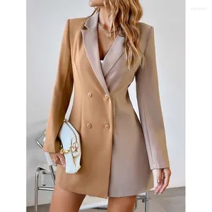 Ternos masculinos femininos casual longo duas cores notch lapela duplo breasted jaqueta fino ajuste uma peça trabalho de escritório elegante blazer