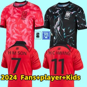 2024年韓国サッカージャージー息子ヘンミンカン、リーナショナルチームニュー2024 2025レッドブラックファンプレーヤーバージョンサッカーシャツメンキッズキットセットホームアウェイメンユニフォーム