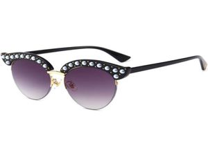 卸売猫の目の真珠の女性メガネクリアレンズ透明なファッション眼鏡フレーム女性ハーフフレームスペクタキルティーグラスレディース1921338