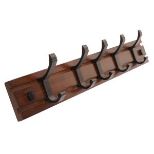 Rails Wall Mounted Bamboo Coat Rack with Movable Aluminium Alloy Hooks Bedroom Bathroom Clothes Towels Hanging Hooks Home Storage
