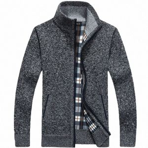 2024 Autumn Winter Men's Sweater Coat Faux Fur Wool Sweater Jackets Men Zipper Knitted Thick Coat Warm Casual Knitwear Cardigan K7jB#