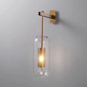 Modern Glass Bedside Wall Lamps Fixture Nordic Sconce Lighting Lumaire Golden Living Room Hallway Stairs Lights Home Decor 240314