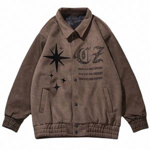 Y2K Vintage Varsity Jacket Men Lose Lapel Pilot Pilot Kurtka bombowca płaszcze baseballowe haft haftowe powrót kobiet Hip Hop Streetwear C52U#