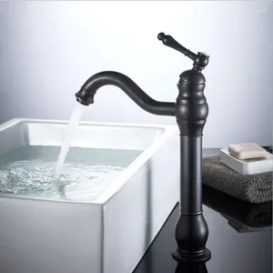 Rubinetti per lavandino del bagno Vidric Nero spazzolato a olio/Bronzo antico Rubinetto per lavabo Miscelatore alto girevole Acqua fredda