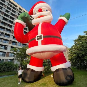 10m 32.8ft high Giant Outdoor Games Funny decoration inflatable santa claus air blown Christmas father with bag in hand for Festival party