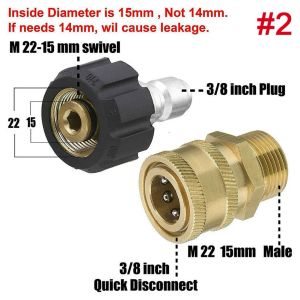 Connectors 2Pcs Pressure Washer Adapter M22 14mm 15mm Swivel To 3/8 Inch Quick Connector Coupler Electric Pressure Washers