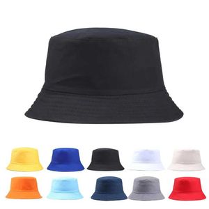 ats 2022 New Portable Fashion Sexy Solid Color Folding Fisherman Sun Hat Outdoor Mens and Womens Bucket Hat Multi Season HatC24326