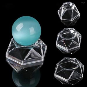 Decorative Plates Acrylic Crystal Ball Display Transparent Round Pedestal Gems Holder For Soccer Desktop Ornament Decoration Base