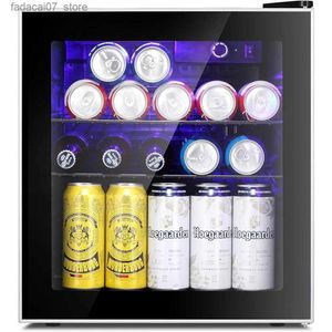 Kylskåp frysar mini kylare 60 kan dryck kylare glasdörr som används för öl soda vin liten dryck dispenser transparent ytterdörr avtagbar Q240326