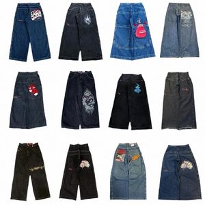 JNCO Jeans Men Y2K Style Hip Hop Harajuku haftowane retro dżinsowe spodnie uliczne odzież swobodne workowate wysokie talia szerokie spodnie nogi nowe H2BC#