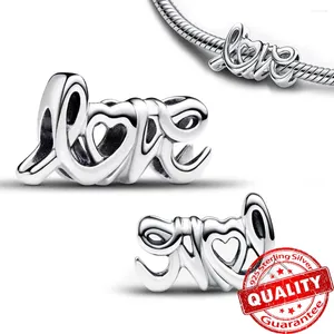 Loose Gemstones Sterling Silver Letter Love Charm Fit Bracelet Bangle For Woman Girls Valentine's Day 925 Jewelry Gift