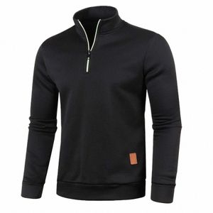 Inverno masculino velo gola alta swatshirts casaco meio zíper gola alta quente pulôver qualidade masculino fino malha lã suéteres g3K5 #