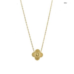 2024jewlery Designer for Women Clover Sier Chain Men Simple Flower Rhinestone Gold Plated Double-sided Round Necklace Festival Giftq3