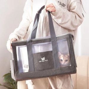 Carriers Cat Out Tragetasche, Umhängetasche, seitliche Öffnung, Katzentasche, Hundetasche, tragbarer Käfig, transparente, atmungsaktive Handtaschen