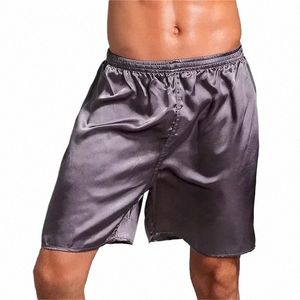 sleep Summer Pajamas Men's Satin Men Bottoms Boxers Silk For Robes Homewear Underwear Sleepwear Nightwear Solid 2021 Shorts R5ak#