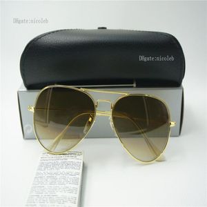 Óculos de sol gradientes de alta qualidade masculino piloto clássico óculos clássicos uv400 espelhos de sol vintage 58mm 62mm moldura de ouro multi gla4392489