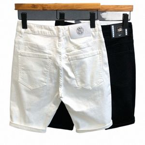 Verão de luxo nova chegada branco streetwear coreano fi magro jeans para homens stretchable tecido casual wear masculino jeans shorts o2Yf #