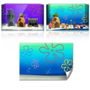 Dekoracje kreskówka bob podwodne akwarium naklejka tła (31x41 cm) HD drukowanie tapety akwarium tła dekoracje PVC