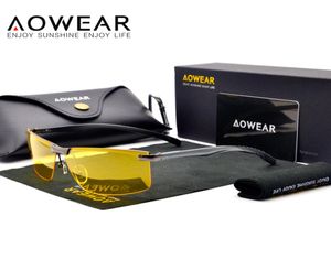 Aowear HD Gece Görme Gözlükleri Gece Sürüş Güvenlik Araba Sürücü Gözlükleri Antiglare Sarı Güneş Gözlüğü Erkekler Polarize Gözlük7677993