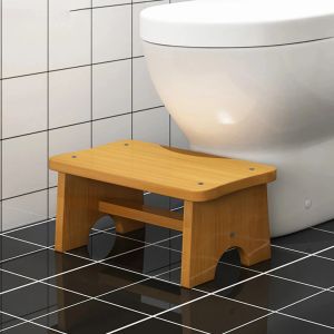 Mats A958ZXW Wood Made Foot Stool for Bedside Vintage Wood Step Stool Mini Get Up Anti Slip Bedroom Bathroom