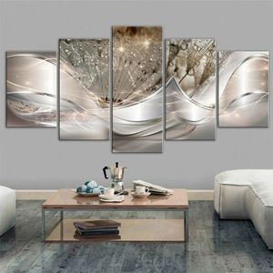 Verträumter Löwenzahn Leinwandgemälde Schlafzimmer 5 Stück Leinwand Poster Wohnzimmer Dekoration Kunstdrucke Wandbilder Home Decor 240318